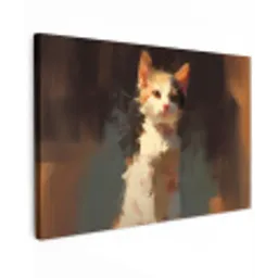 Kat - Geschilderd - Artistiek - Wit canvas 2cm klein -z3d