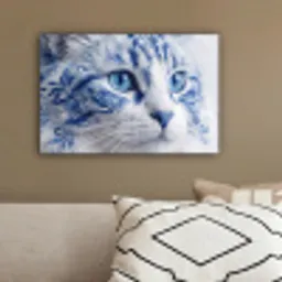 Kat - Patroon - Blauw canvas 2cm klein -sfeer3