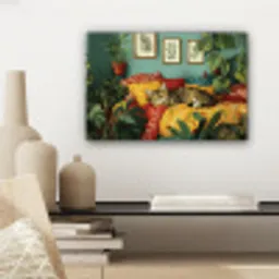 Kat - Planten - Groen canvas 2cm klein -sfeer6
