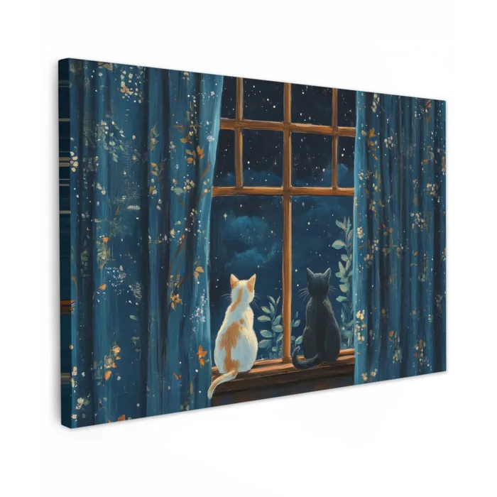 Kat - Sterrenhemel - Blauw canvas 2cm klein -z3d