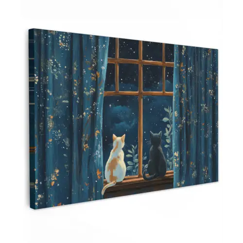 Kat - Sterrenhemel - Blauw canvas 2cm klein -z3d