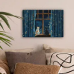 Kat - Sterrenhemel - Blauw canvas 2cm klein -sfeer1