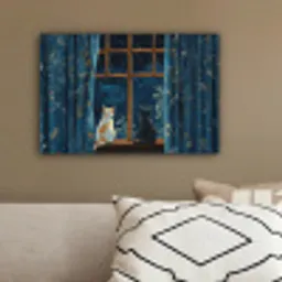 Kat - Sterrenhemel - Blauw canvas 2cm klein -sfeer3