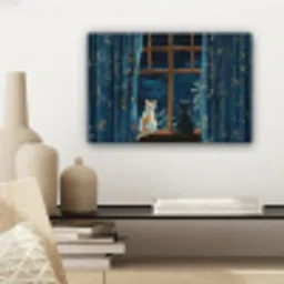 Kat - Sterrenhemel - Blauw canvas 2cm klein -sfeer6