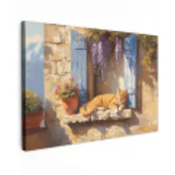Kat - Stenen vensterbank - Bloemen canvas 2cm klein -z3d