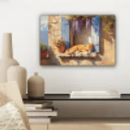 Kat - Stenen vensterbank - Bloemen canvas 2cm klein -sfeer6