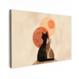 Katten - Zwart - Abstract - Cirkels canvas 2cm klein -z3d