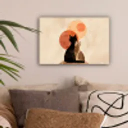 Katten - Zwart - Abstract - Cirkels canvas 2cm klein -sfeer1