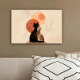 Katten - Zwart - Abstract - Cirkels canvas 2cm klein -sfeer3