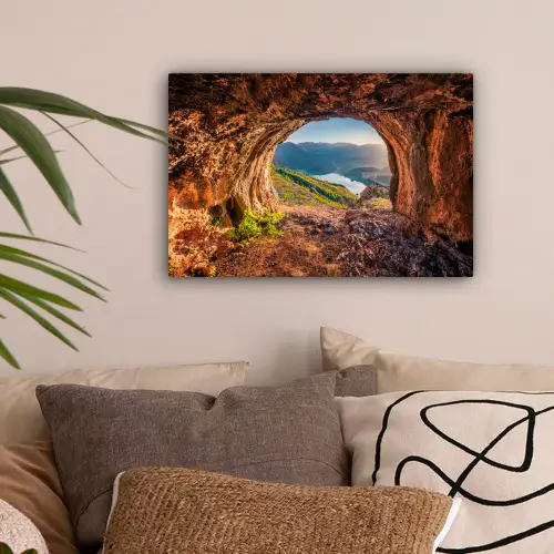 Grot - Berg - Landschap - Natuur canvas 2cm klein -sfeer1