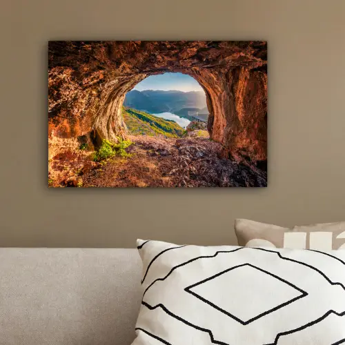 Grot - Berg - Landschap - Natuur canvas 2cm klein -sfeer3
