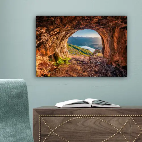 Grot - Berg - Landschap - Natuur canvas 2cm klein -sfeer4