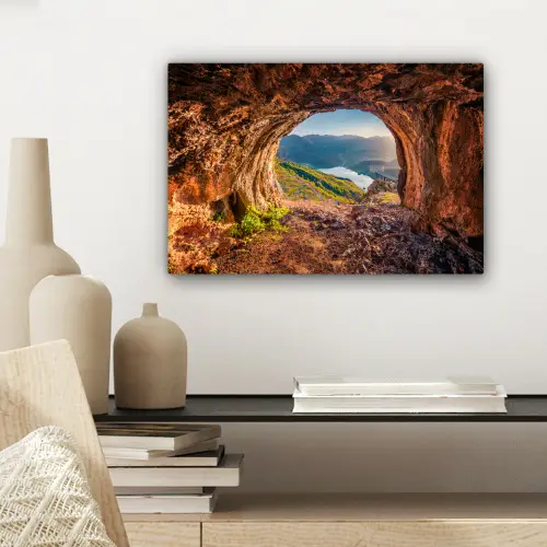 Grot - Berg - Landschap - Natuur canvas 2cm klein -sfeer6