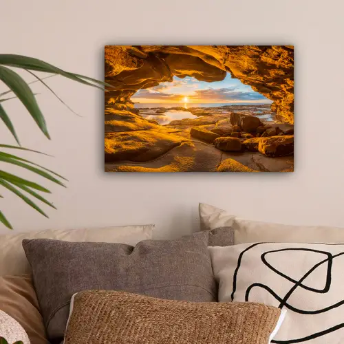 Grot - Zee - Horizon - Zonsondergang canvas 2cm klein -sfeer1