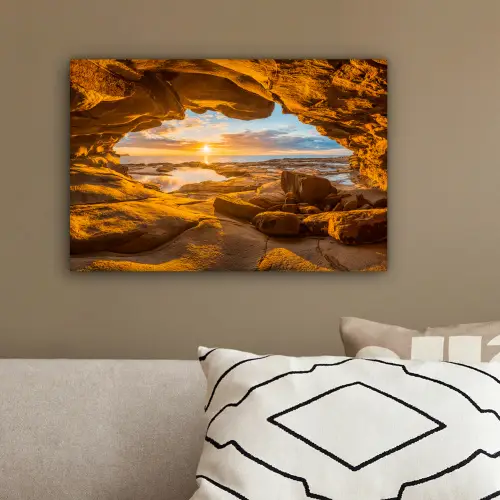 Grot - Zee - Horizon - Zonsondergang canvas 2cm klein -sfeer3