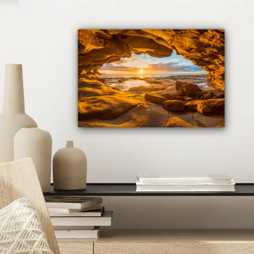 Grot - Zee - Horizon - Zonsondergang canvas 2cm klein -sfeer6
