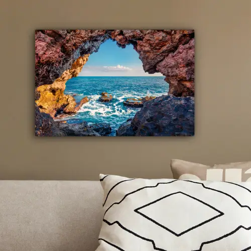 Grot - Zee - Rotsen - Natuur canvas 2cm klein -sfeer3