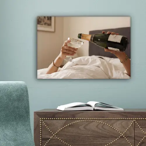 Champagne - Bed - Bubbels canvas 2cm klein -sfeer4