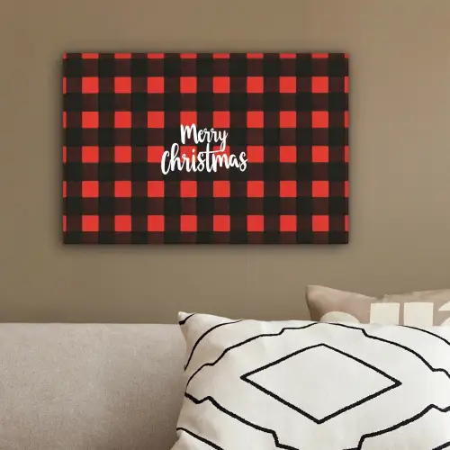 Geruit - Rood - Tekst - Christmas canvas 2cm klein -sfeer3