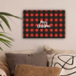 Geruit - Rood - Tekst - Christmas canvas 2cm klein -sfeer1