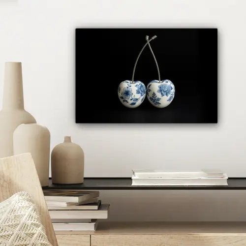 Kersen - Delfts blauw - Fruit canvas 2cm klein -sfeer6