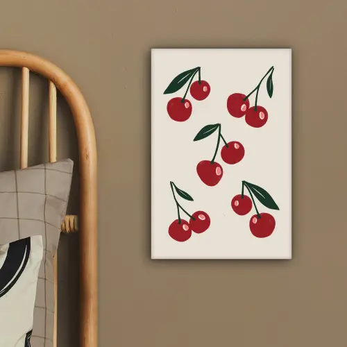 Kersen - Blaadjes - Rood canvas 2cm klein -sfeer3