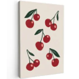 Kersen - Blaadjes - Rood canvas 2cm klein -z3d