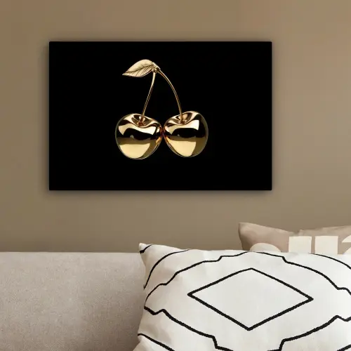 Kersen - Zwart - Goud - Chrome canvas 2cm klein -sfeer3