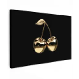 Kersen - Zwart - Goud - Chrome canvas 2cm klein -z3d