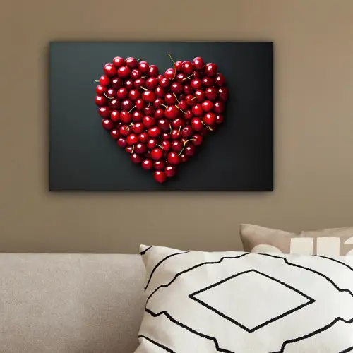 Kersen - Hart - Rood - Zwart canvas 2cm klein -sfeer3