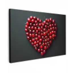 Kersen - Hart - Rood - Zwart canvas 2cm klein -z3d