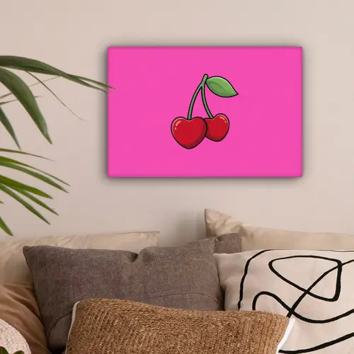 Kers - Roze - Fruit canvas 2cm klein -sfeer1