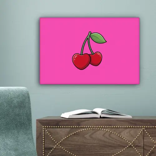 Kers - Roze - Fruit canvas 2cm klein -sfeer4