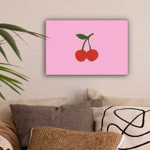 Kersen - Roze - Illustratie canvas 2cm klein -sfeer1