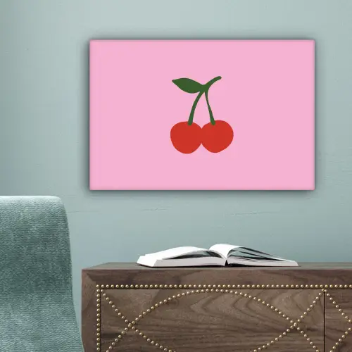 Kersen - Roze - Illustratie canvas 2cm klein -sfeer4