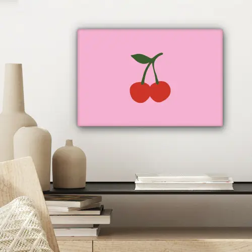 Kersen - Roze - Illustratie canvas 2cm klein -sfeer6