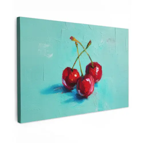 Kersen - Rood - Drie - Geverfd canvas 2cm klein -z3d