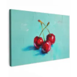 Kersen - Rood - Drie - Geverfd canvas 2cm klein -z3d