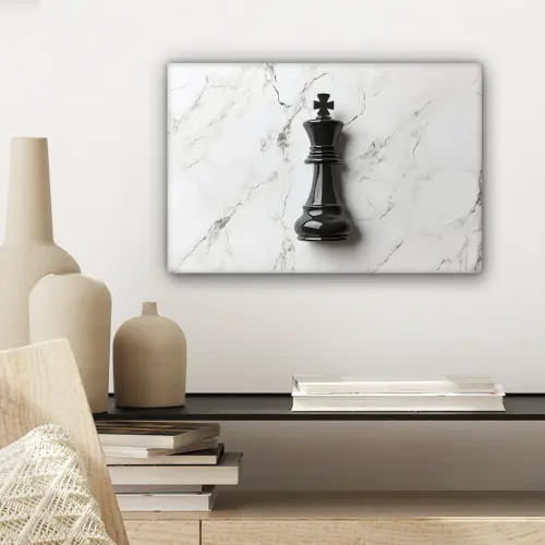 Schaakstuk - Koning - Zwart - Marmer canvas 2cm klein -sfeer6