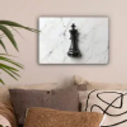 Schaakstuk - Koning - Zwart - Marmer canvas 2cm klein -sfeer1