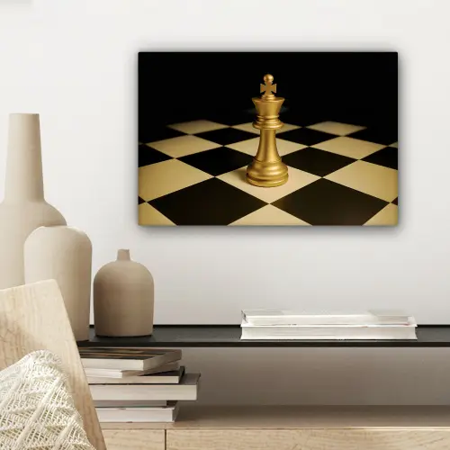 Schaakstuk - Koning - Schaakbord - Geblokt canvas 2cm klein -sfeer6