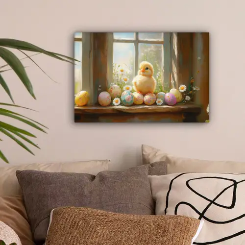 Kuiken - Raam - Paaseieren canvas 2cm klein -sfeer1