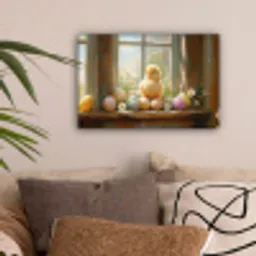 Kuiken - Raam - Paaseieren canvas 2cm klein -sfeer1
