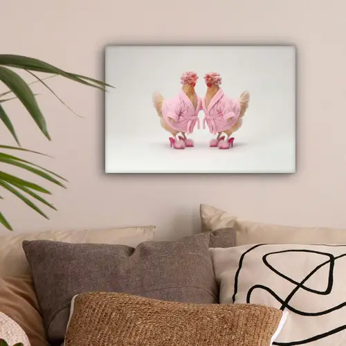 Kippen - Badjas - Krukspelden - Hakken canvas 2cm klein -sfeer1