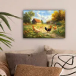 Kippen - Landelijke rust - Natuur canvas 2cm klein -sfeer1