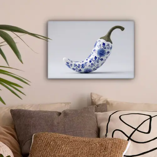 Chilipeper - Keramiek - Blauw canvas 2cm klein -sfeer1