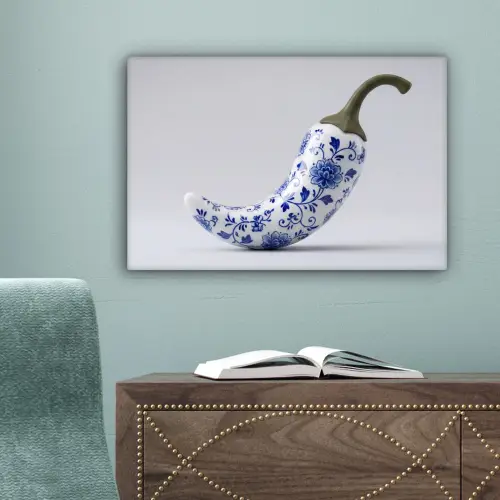 Chilipeper - Keramiek - Blauw canvas 2cm klein -sfeer4
