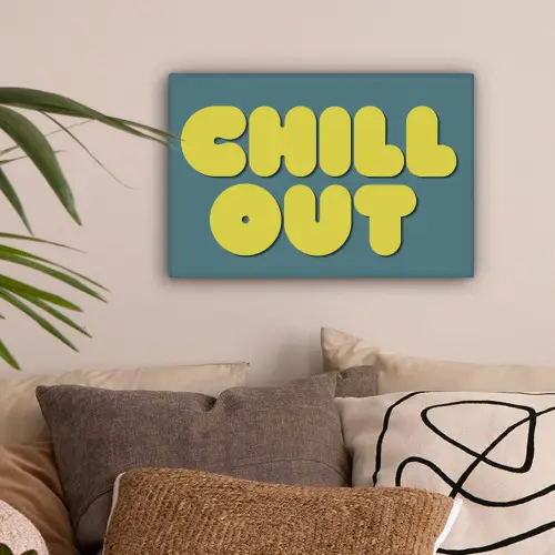 Chill out - Geel - Blauw canvas 2cm klein -sfeer1