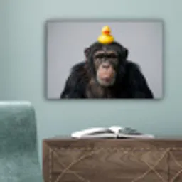 Chimpansee - Badeend - Grijs canvas 2cm klein -sfeer4
