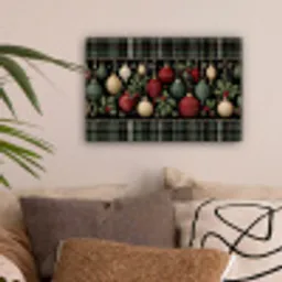 Kerstballen - Rood - Hulsttakken - Patroon canvas 2cm klein -sfeer1